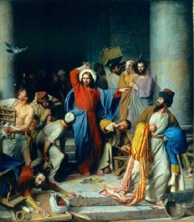 Carl Heinrich Bloch Jesus casting out the money changers at the temple